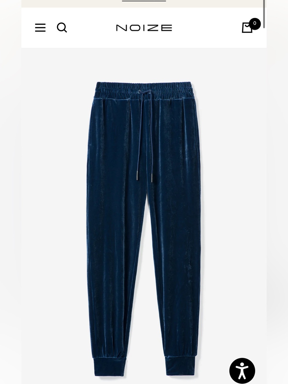 Noize Navy Velvet-Trim Joggers